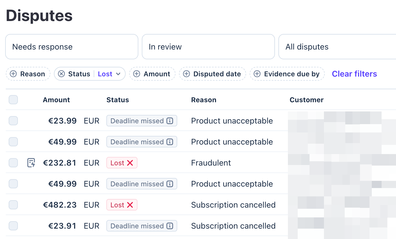 Stripe dashboard dispute screen