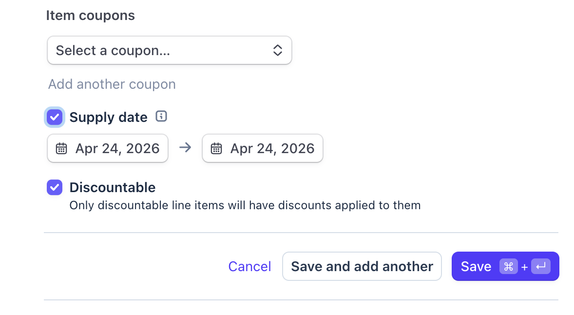 Stripe invoice supply date setting